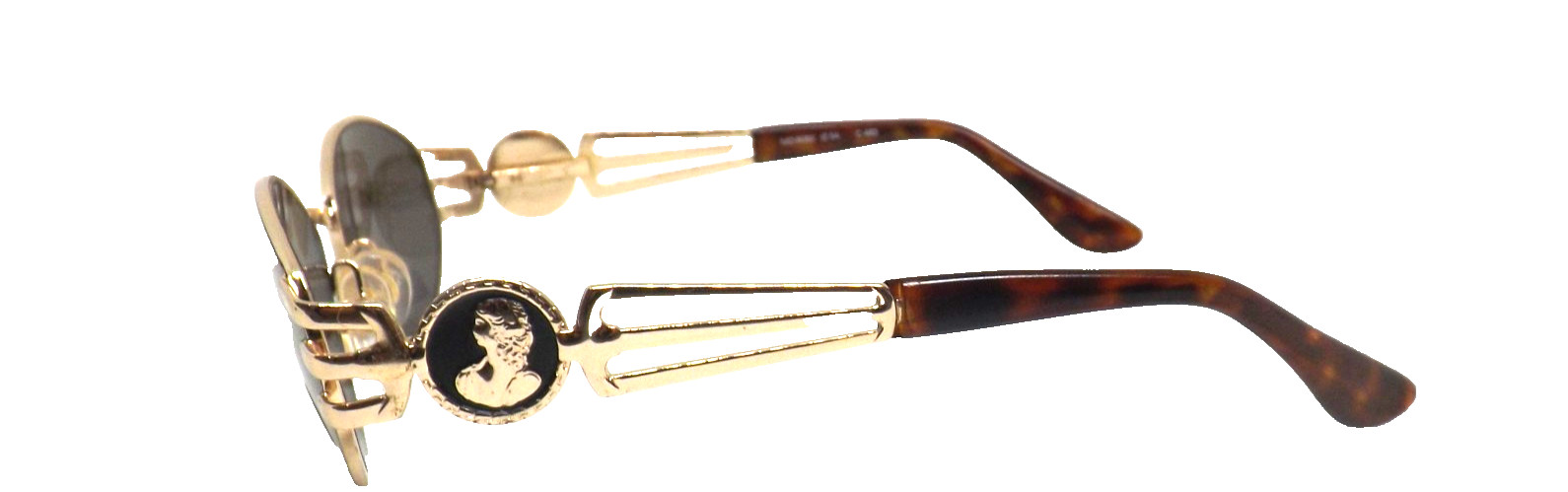 Vintage Sunglasses Men Women 90s Made In Italy Oasi Oval Metal Gold