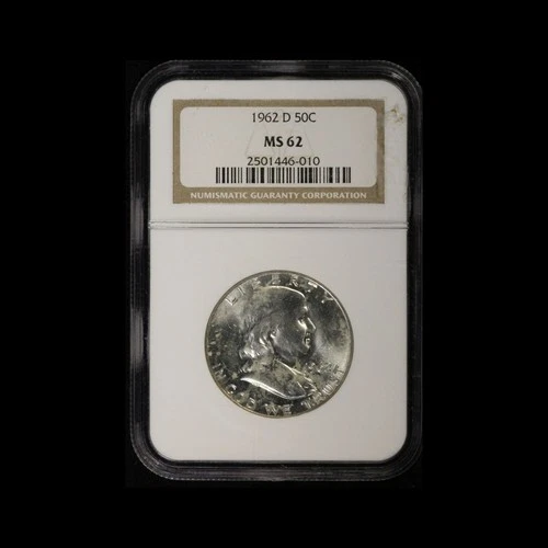 1962-D 50c Franklin Half Dollar MS62 NGC - Free Shipping USA