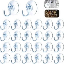 50Pcs Small Suction Cups with Hooks - 1.2 inch Clear Plastic Sucker Hooks for...