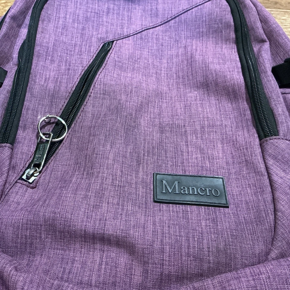 Mochila para portátil de viaje de negocios gris Mancro, antirrobo con puerto de carga USB  Foto 2 de 4