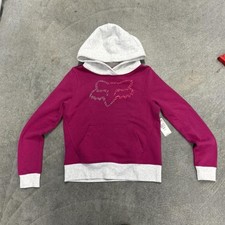 NWT Womans Fox Racing Pullover Hoodie Cotton Blend Logo Pink/Gray Size M