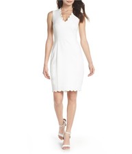 French Connection Womens Scalloped Trim Mini Dress, summerwhite, 4