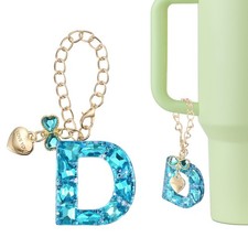 Letter Charm for Stanley Tumbler Cup, Bow Heart Initial D Letter Charm, Blue