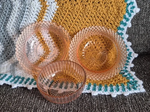 3 Anchor Hocking “Miss America Pink ”  Dessert Bowls