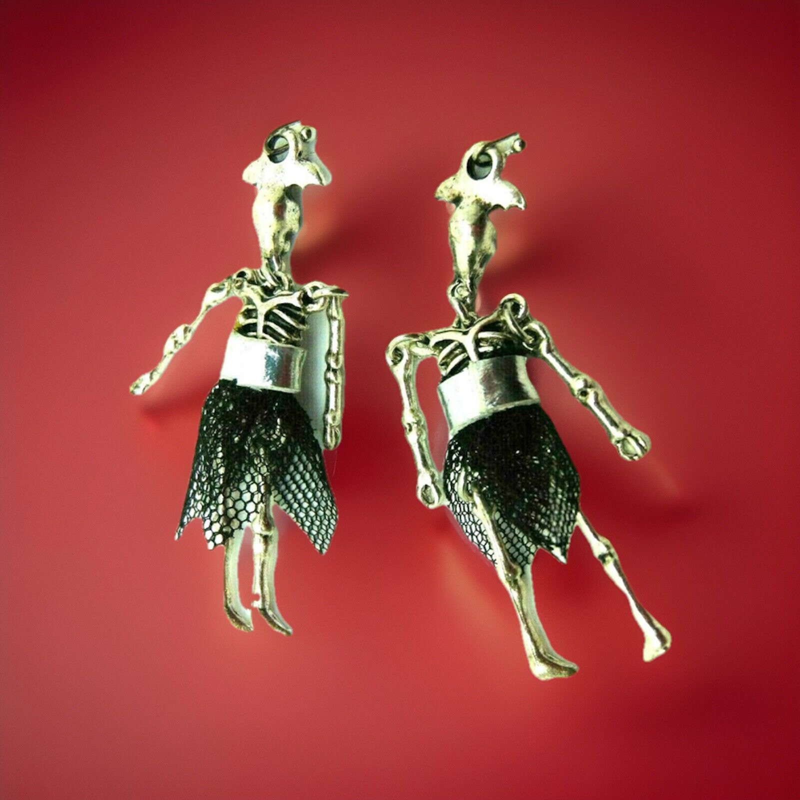 Skeleton Dangle Earring Moving Limbs Pierced Ears… - image 3