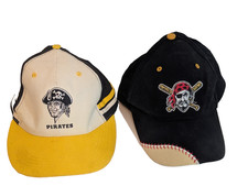 Lot 2 Pittsburgh Baseball Hats Cap Canvas Vented One Size Hook  Loop Snap Back