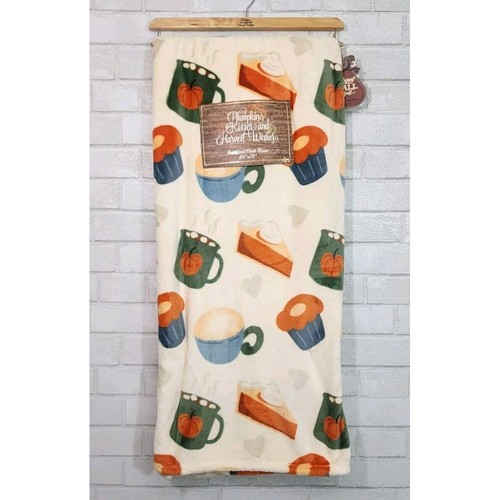 Pumpkin Spice Pie Latte Plush Fall Cupcakes Muffins Throw Blanket 60x70 Harvest