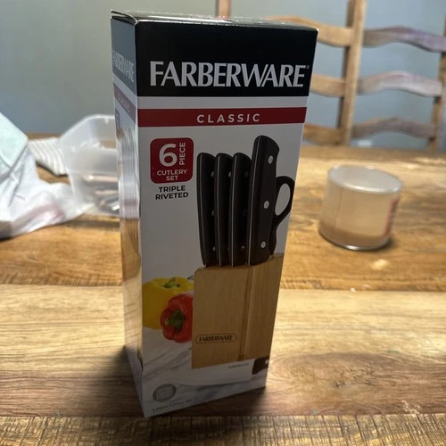 Farberware classic 6-piece full tang triple-riveted Cutlery Prep knife Block Set