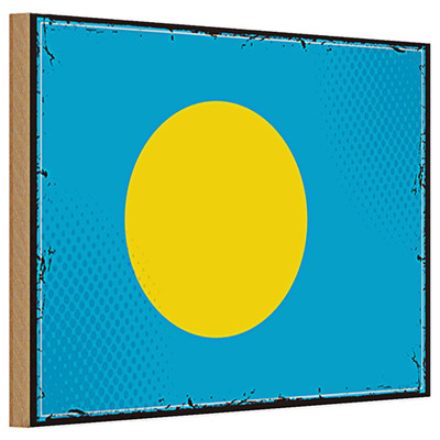 Holzschild Flagge Palau 30x20cm Retro Flag of Palau