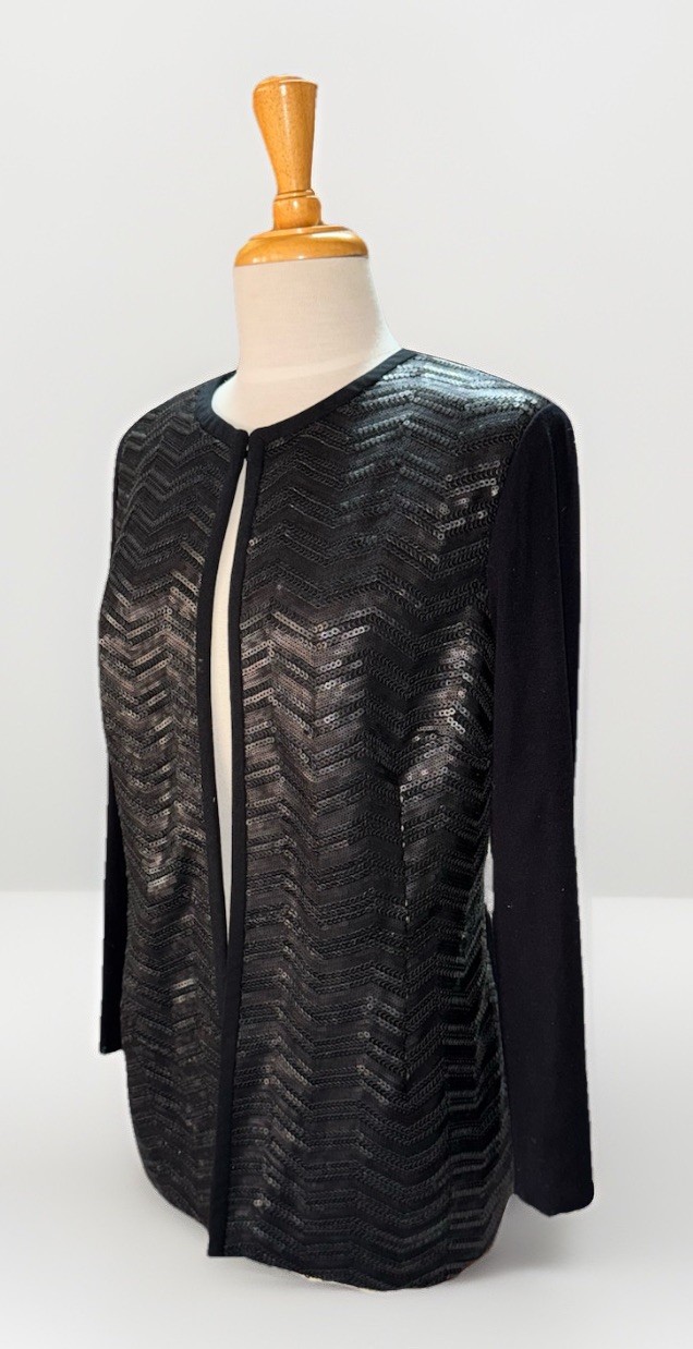 MISOOK sequin-front knit evening jacket long slee… - image 1