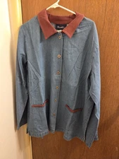 *flaw* Denim & Co Womens Xl Xlarge Denim Blazer Jacket New With Imperfections 