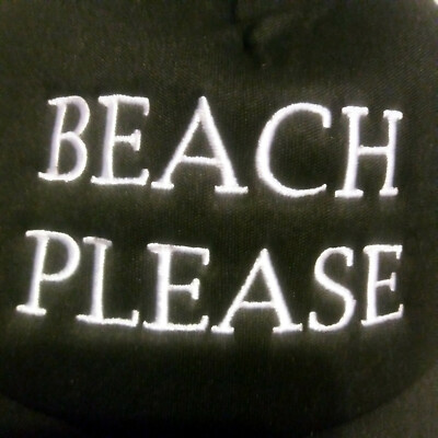 Cap Hat Black w/ Silver Letters Beach Please Snapback One Size Fits Most