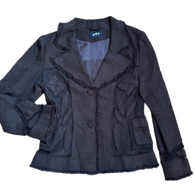 Brown Tweed Per Una Marks & Spencer Vintage Blazer Flower Mesh Detail