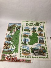2 Souvenir Map Tea Towels: Scotland & Ireland 19” X 28.5” Linen/ Cotton 