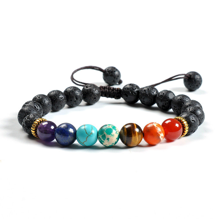 Chakra Crystal Bracelet Lava Stone Natural Healing Gemstone