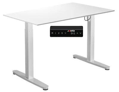 EXETA - HÖHENVERSTELLBARER SCHREIBTISCH Elektrisch höhenverstellbar EXETA Tisch Schreibtisch weiß + Tischplatte weiß