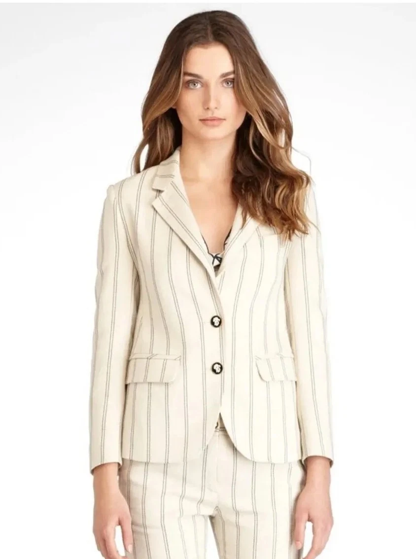 TORY BURCH Penny Striped Blazer Jacket size 6 A Runway Collection & A Tory Fave