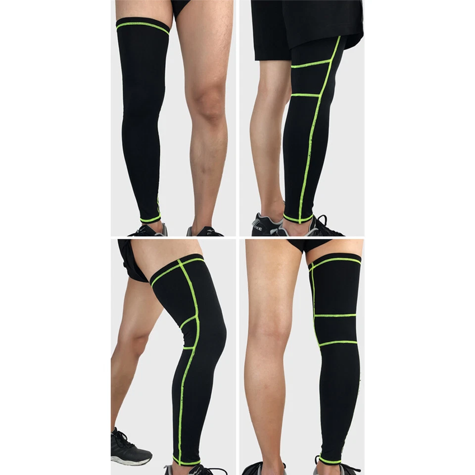 1 par de protección deportiva piernas muslo rodillera envoltura ejercicio soporte Foto 3 de 4