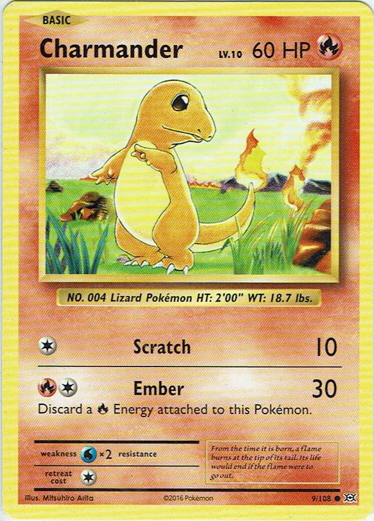 Pokemon Tarjeta TCG XY Evolución Núm 9/108 Charmander Inglés