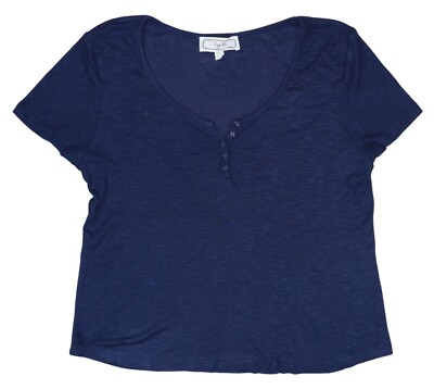 Hippie Rose Textured Knit Henley Neckline Short Sleeve Juniors Top NWT
