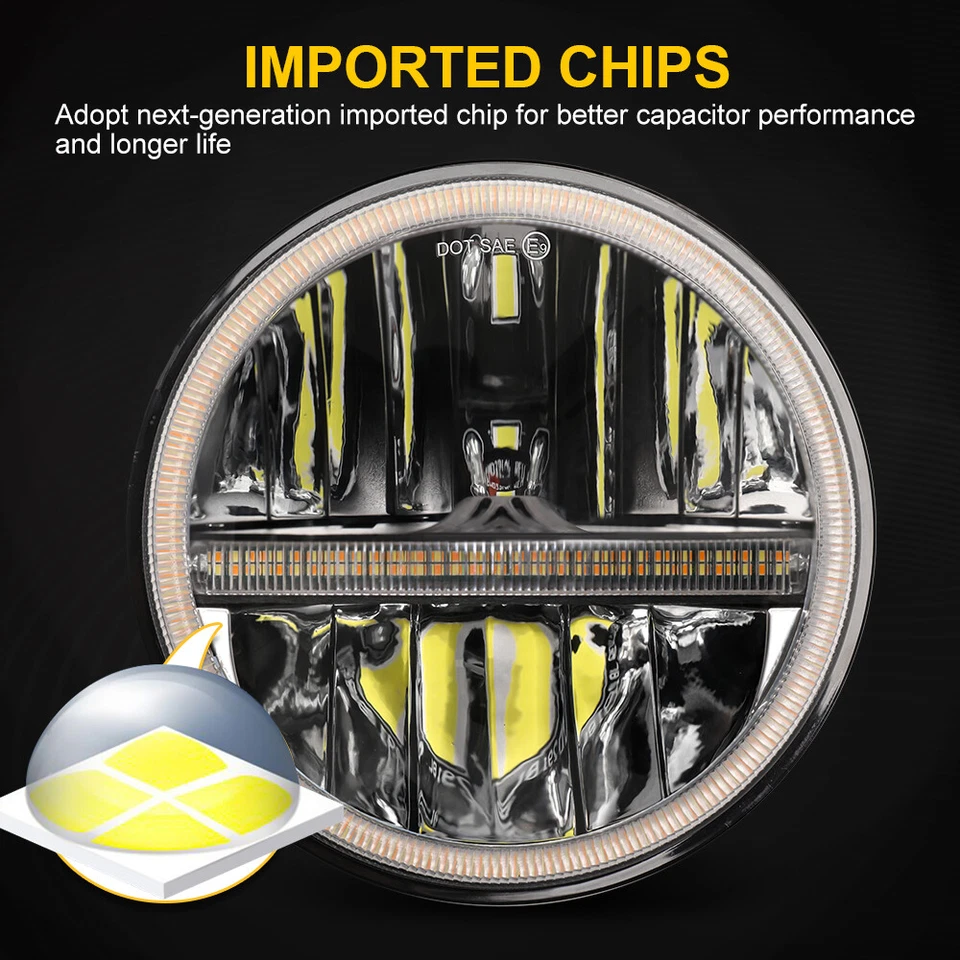 Par más brillante de faros LED halo redondos de 7 pulgadas DRL giro para Chevrolet Bel Air Foto 4 de 4