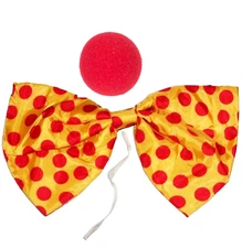 2pc Clown Giant 10" Bowtie & Red Nose Halloween Costume Tie Accessory Ronald