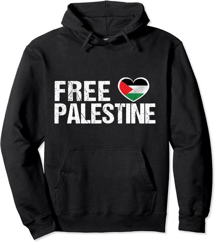 Palestine Flag In Heart Free Palestine Design Unisex Hooded Sweatshirt