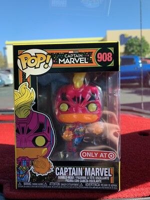 Funko POP! Marvel Avengers Endgame Captain Marvel (Black Light) #908 Target  Excl
