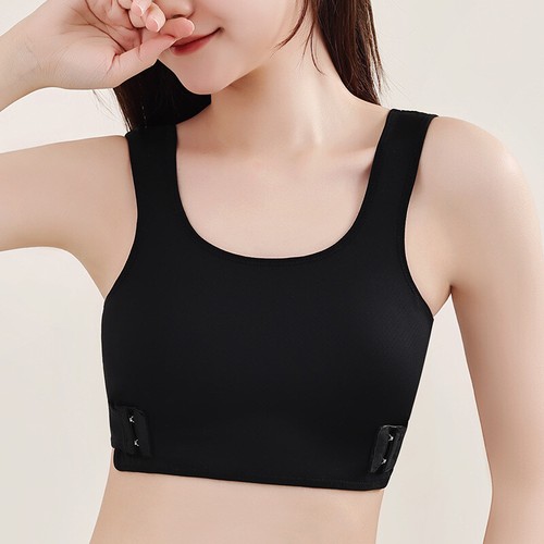 Women Les Breast Chest Binder Tomboy FTM Crop Vest Bra Bandage Buckle Soft - Picture 5 of 19