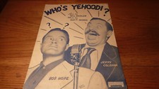 VINT 1940 WHO'S YEHOODI? - PIANO SHEET MUSIC CLASSIC BOB HOPE -JERRY COLONNA
