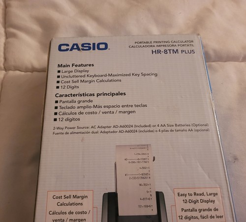 Casio Portable Printing Calculator HR-8TM Plus Printer Large Display Adapter New - Picture 6 of 8