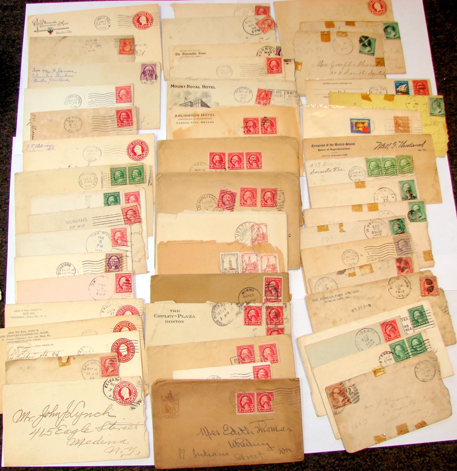 LOT OF CANCELLED LETTERS POSTAGE STAMPS & 1st DAY COVERS FROM 1800's TO