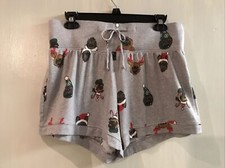 Gilly Hicks Gray Holiday Dogs Print lounge pajama Sleep shorts size L Large