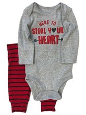 Carters infant Boys Steal Your Heart Baby Valentine Outfit Bodysuit  Pants