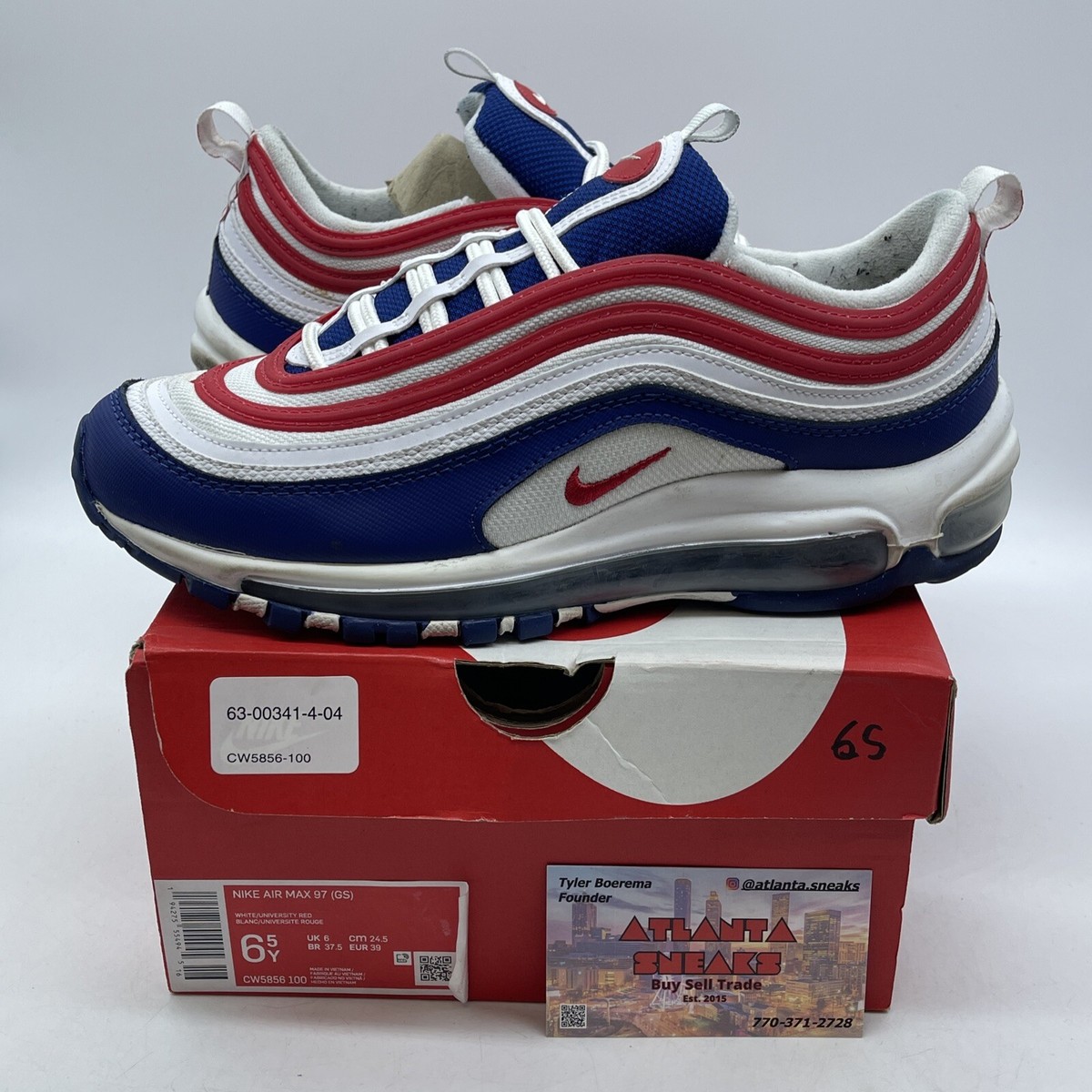Air Max 97 GS USA White Blue Red Leather (CW5856-100 | eBay