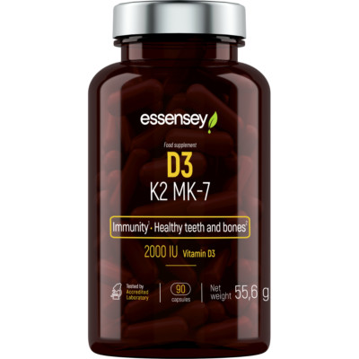 ESSENSEY D3 K2 MK-7 2000IU - 90 Kapseln Knochen & Herz Gesundheit Vitamin Ergänzung