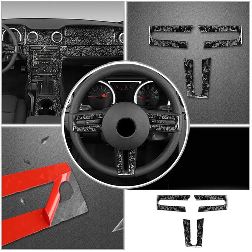 3×Forged Carbon Fiber Inner Steering Wheel Button Cover For Ford Mustang 2005-09 - Foto 6 di 10