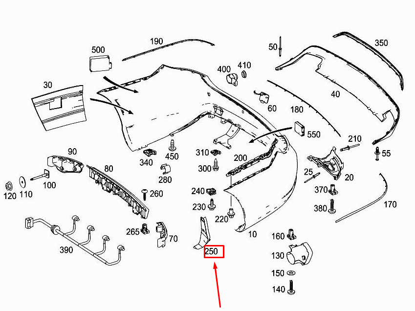Pare-chocs arrière droit MERCEDES-BENZ E Cabrio A207 A2078850923