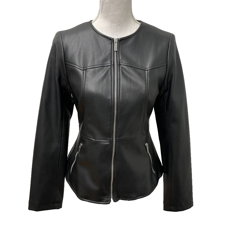 Zara Faux Leather Peplum Jacket NEW ZARA Faux Vegan Leather Peplum