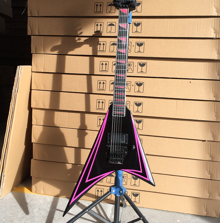 Alexi Edwards Custom Electric Guitar Black Pink Rosewood Fretboard 24 Frets