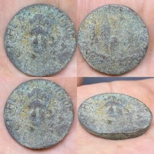 Rare ancient Roman find underground bronze coin with face
