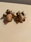 Vtg Miriam Haskell Baroque Shells & Gold Tone Beads Earrings Signed Screw Back