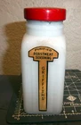 vintage Griffith's ROASTMEAT seasoning 3 oz spice bottle, milkglass jar red lid