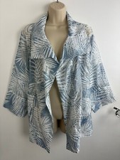 Marla Wynne Kimono Jacket Blue White Palm Print Size Uk L