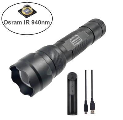 Miramagjus Zoom Infrared Illuminator IR 940NM Led Flashlight