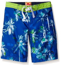 Tommy Bahama Boys Palm Tree Swim Trunks Blue Size 4 7224