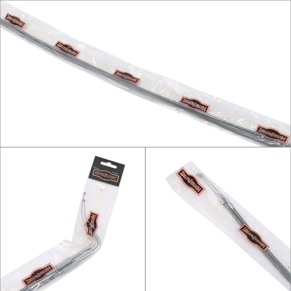 Juego de cables de acelerador de acero inoxidable de 140 cm aptos para Harley FLH FLT 96-07 FLST 96-10 Foto 3 de 4