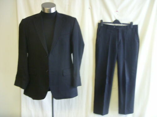 MS5170 JEFF BANKS MATALAN MEN'S BLACK STRIPE SUIT TROUSERS W36 L29