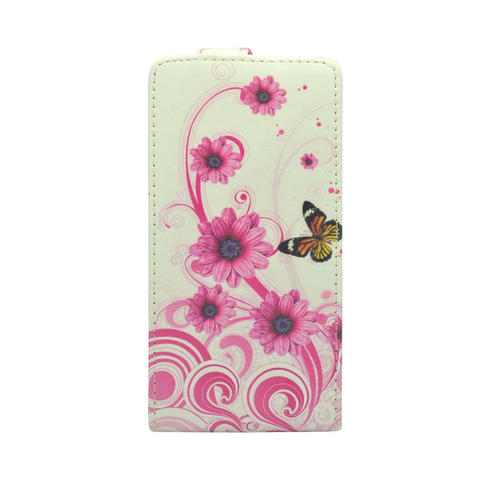 CASE FOR SONY XPERIA Z3 FLIP PU LEATHER WHITE PINK SWIRL FLOWER BUTTERFLY COVER - Image 4 of 4