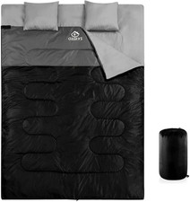 Double Sleeping Bag for Adults with 2 Pillows - Queen Size XL Waterproof Sleepin